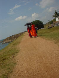 Boeddhistische monniken zie je echt ontzettend veel in Sri Lanka. Ik ben helemaal weg van die kleur oranje......